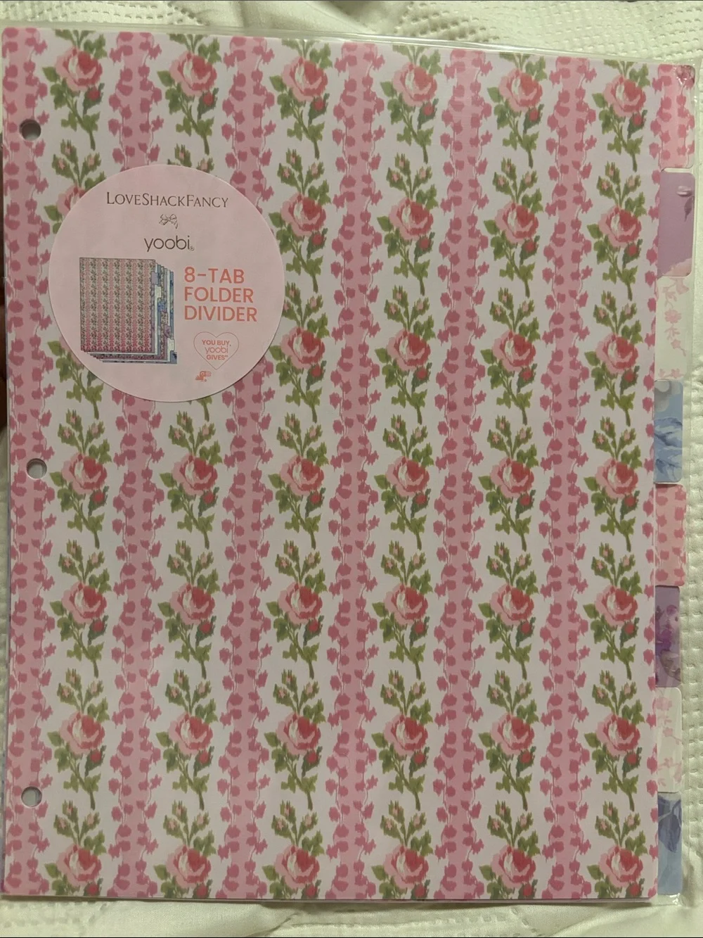 LoveShackFancy Pink and Green Floral 8-Tab Folder Divider